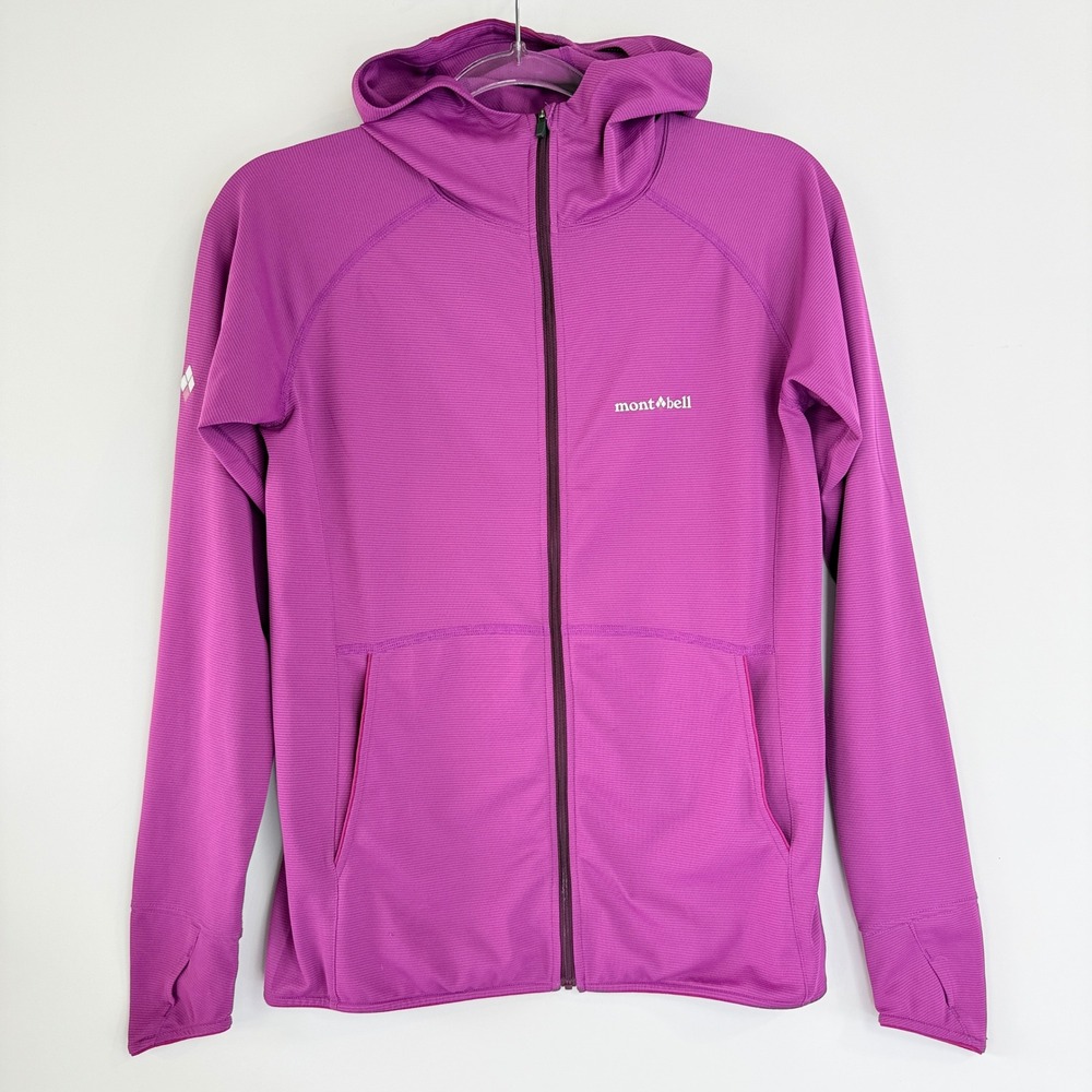 Montbell Cool Parka Women Small Purple Full Zip Lightweight Hoodie Thumbholes